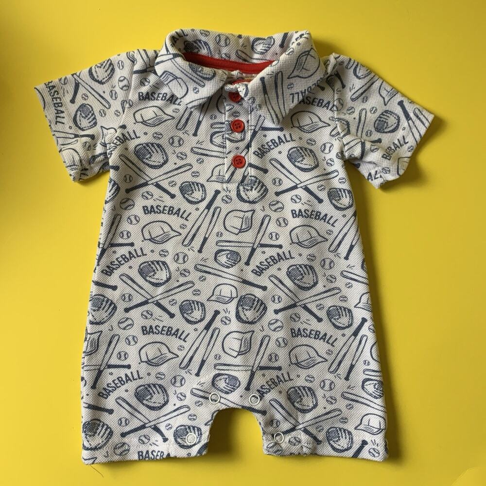 BASEBALL ROMBER OUTFIT BAT BALL MITT INFANT BABY BOYS SIZE 3M 3 MONTHS